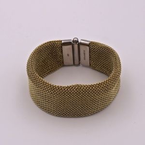 A&M Gold Mesh Small Cuff Bracelet w/Silver Closure